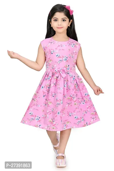 Fabulous Pink Cotton Blend Printed Frocks For Girls-thumb0