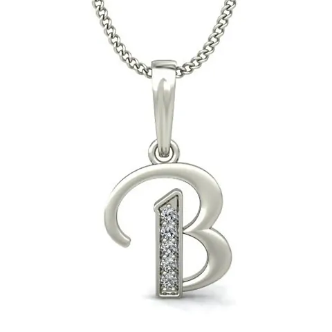 Chandrika Pearls 24K WHITEGold/Platinum Plated A-Z Letters Initial Pendant with Chain