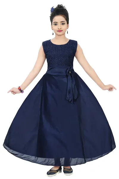 Stylish Satin Solid Dress For Girls