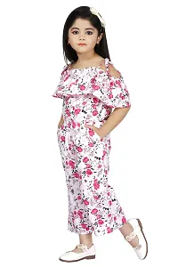 Fabulous Pink Cotton Blend Printed Jumpsuit For Girls-thumb1