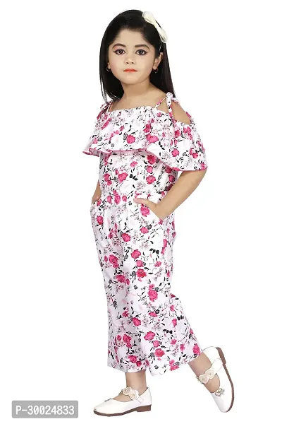 Fabulous Pink Cotton Blend Printed Jumpsuit For Girls-thumb2