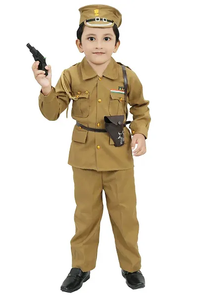 Fabulous Blend Self Pattern Police Costume For Kids