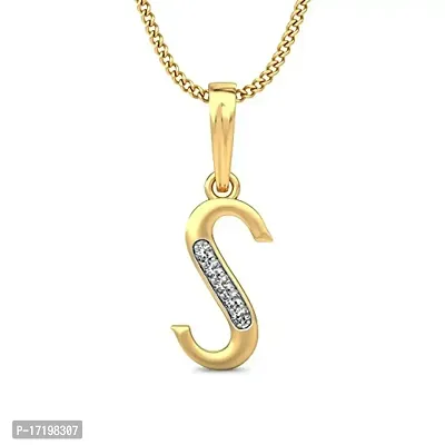 Chandrika Pearls Gems  Jewellers Chandrika Pearls 24K Gold Plated A-Z Letters Initial Pendant with Chain (Gold, White)-thumb0