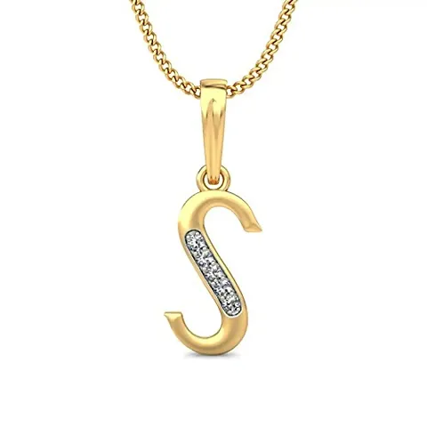 Chandrika Pearls Gems & Jewellers Chandrika Pearls 24K Gold Plated A-Z Letters Initial Pendant with Chain (Gold, White)