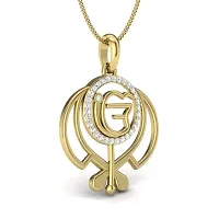 Chandrika Pearls Khanda Gold and Rhodium Plated Alloy God Pendant for Men  Women Made with Cubic Zirconia-thumb1