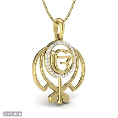 Chandrika Pearls Khanda Gold and Rhodium Plated Alloy God Pendant for Men  Women Made with Cubic Zirconia-thumb2