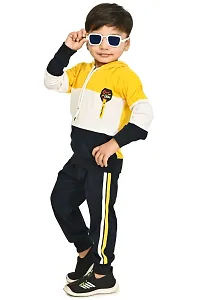 Chandrika Fashionable Cotton yellow Hoodies  Trouser set For Boys-thumb1