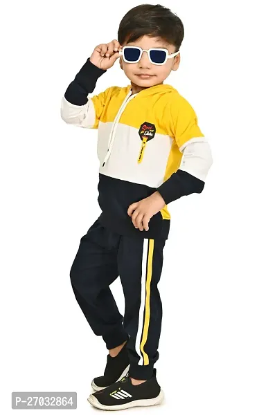 Chandrika Fashionable Cotton yellow Hoodies  Trouser set For Boys-thumb2