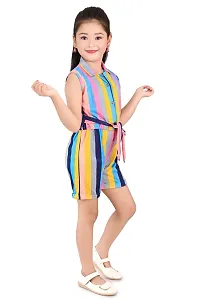 Fabulous Multicoloured Cotton Blend Striped Dress For Girls-thumb1