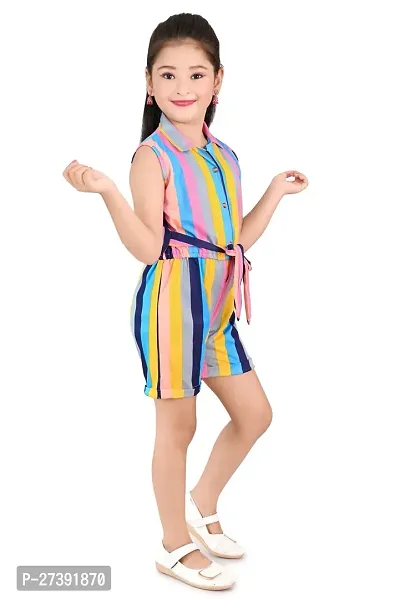 Fabulous Multicoloured Cotton Blend Striped Dress For Girls-thumb2