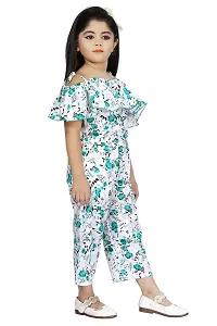 Fabulous Green Cotton Blend Printed Jumpsuit For Girls-thumb1