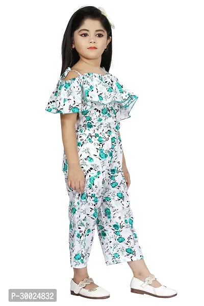 Fabulous Green Cotton Blend Printed Jumpsuit For Girls-thumb2