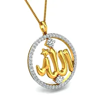 Chandrika Pearls Arabic Islamic Muslim God Allah Gold and Rhodium Plated Alloy God Pendant for Men  Women Made with Cubic Zirconia-thumb2