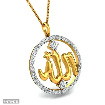 Chandrika Pearls Arabic Islamic Muslim God Allah Gold and Rhodium Plated Alloy God Pendant for Men  Women Made with Cubic Zirconia-thumb3