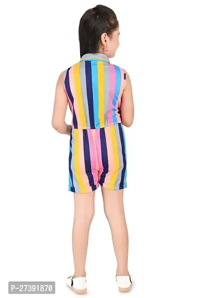 Fabulous Multicoloured Cotton Blend Striped Dress For Girls-thumb3