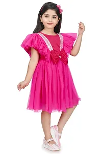 Fabulous Pink Net Solid Frocks For Girls-thumb1