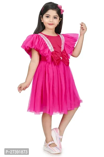 Fabulous Pink Net Solid Frocks For Girls-thumb2