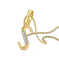Chandrika Pearls Gems  Jewellers Chandrika Pearls 24K Gold Plated A-Z Letters Initial Pendant with Chain (Gold, White)-thumb1