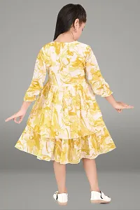 Fabulous Yellow Georgette Printed Fit And Flare Dress For Girls-thumb2