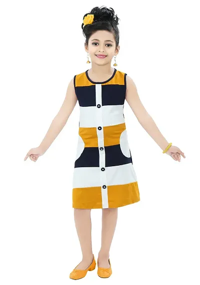 Chandrika Girls Striped Casual Midi Dress for Kids