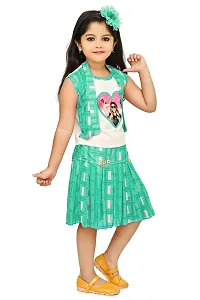 Chandrika Trendy Skirt  Top Combo Set For Girls (Seagreen)-thumb1