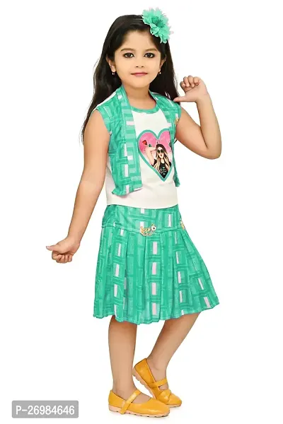 Chandrika Trendy Skirt  Top Combo Set For Girls (Seagreen)-thumb2