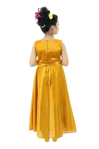 Yellow Satin Fit And Flare Frock For Girls-thumb2