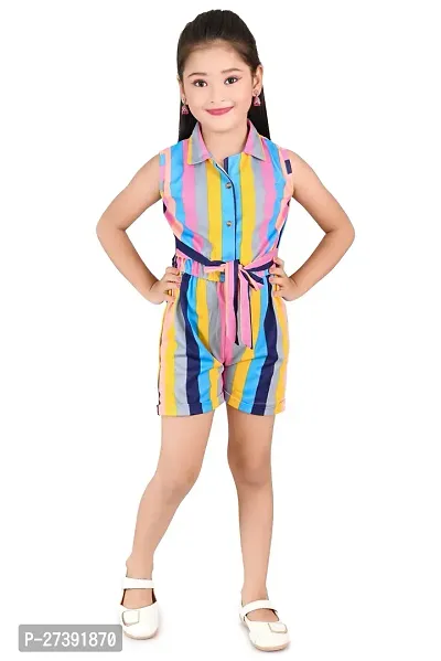 Fabulous Multicoloured Cotton Blend Striped Dress For Girls