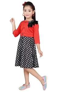 Fabulous Red Cotton Blend Printed Fit And Flare Dress For Girls-thumb1