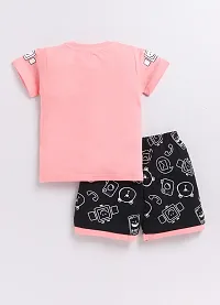 Stylish Pink Cotton Printed T-Shirts With Shorts Clothing Set For Boys-thumb3