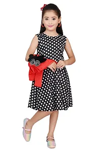 Fabulous Red Cotton Blend Printed Fit And Flare Dress For Girls-thumb2