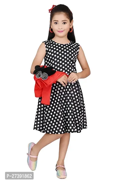 Fabulous Red Cotton Blend Printed Fit And Flare Dress For Girls-thumb3