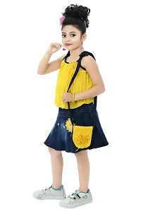 Chandrika Girls Casual Skirt and Top Set with Bag for Kids-thumb1