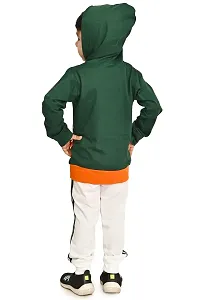 Chandrikan Bottle Green White and Orange Boys Full Sleeve Hooded T-Shirt and Pants combo set-thumb2