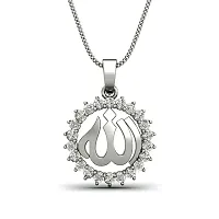 Chandrika Arabic Islamic Muslim God Allah Gold and Rhodium Plated Alloy God Pendant for Men  Women Made with Cubic Zirconia-thumb1