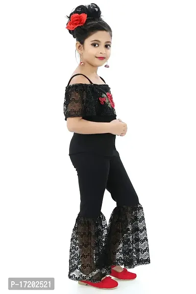 Chandrika Kids Floral Appliqu? Top and Pant Set for Girls-thumb3
