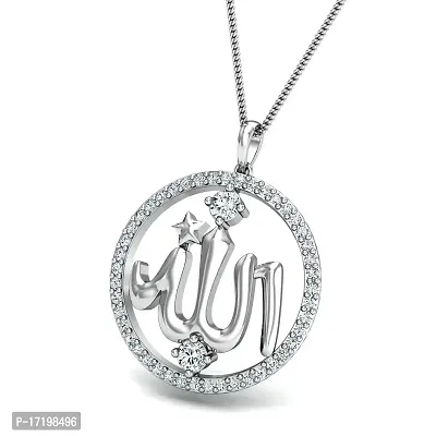 Chandrika Pearls Gems  Jewellers Arabic Islamic Muslim God Allah Gold and Rhodium Plated Alloy God Pendant for Men  Women Made with Cubic Zirconia