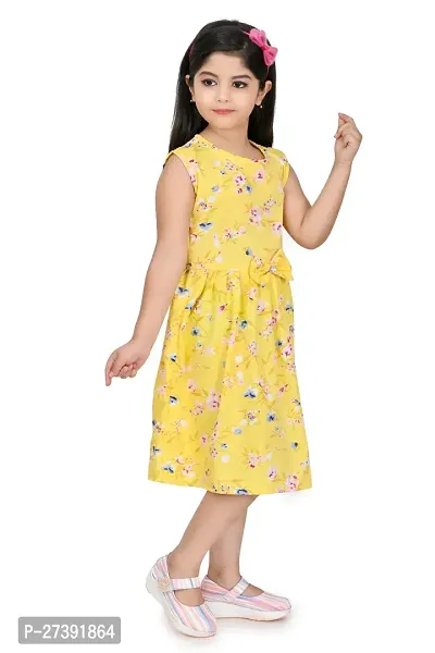 Fabulous Yellow Cotton Blend Printed Frocks For Girls-thumb2