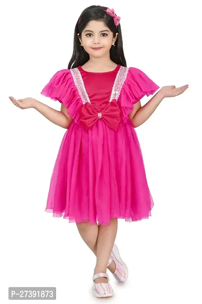 Fabulous Pink Net Solid Frocks For Girls-thumb0
