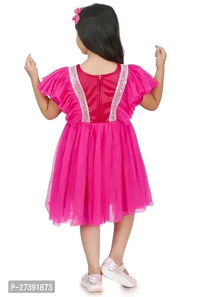 Fabulous Pink Net Solid Frocks For Girls-thumb3