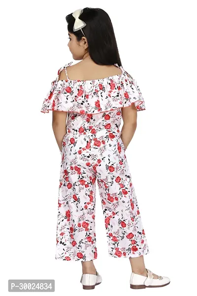 Fabulous Red Cotton Blend Printed Jumpsuit For Girls-thumb3