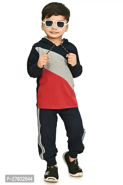 Chandrika stylish Cotton Maroon  Grey Hoodies  Trouser set For Boys