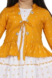 Stylish Yellow Cotton Blend Printed Frocks For Girls-thumb2