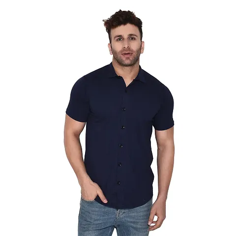 Trendy Cotton Blend Short Sleeves Casual Shirt 