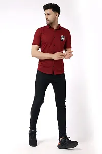 Men's Short Sleeves Spread Shirt (Maroon)_S-thumb4