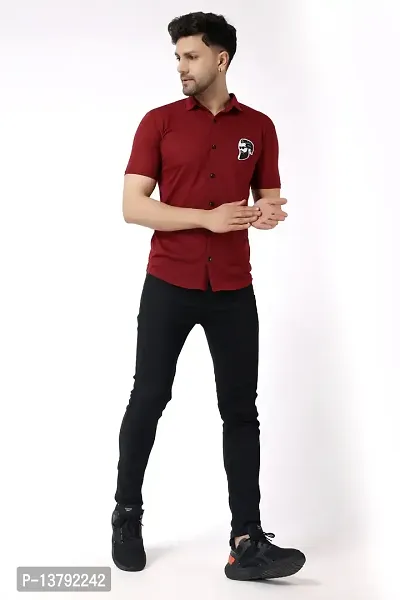 Men's Short Sleeves Spread Shirt (Maroon)_S-thumb5