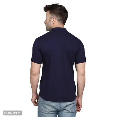 Men's Short Sleeves Spread Shirt (Navy Blue)_S-thumb2