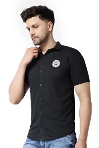 Men's Short Sleeves Spread Shirt (Black)_S-thumb2