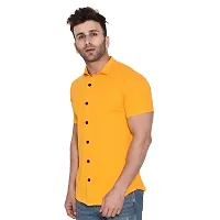 Tfurnish Men's Short Sleeves Spread Collar Shirt (Yellow)_S-thumb2