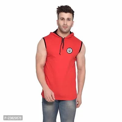 Men's Sleeveless Hooded Tees ( Red )_S-thumb0